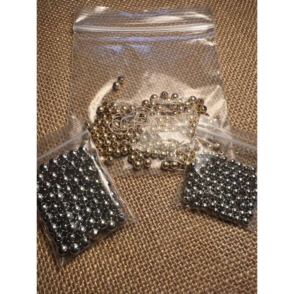 Silver Tone and Gold Tone Loose Beads Jewelry Making--Mixed Lot